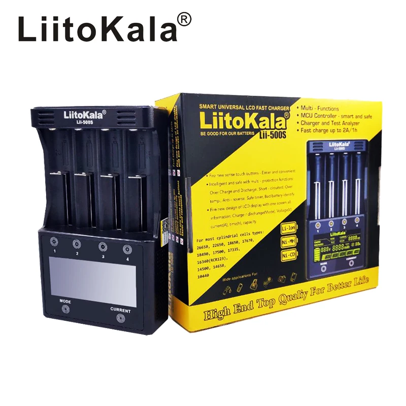 LiitoKala оригинальный lii-500S ЖК-дисплей 3 7 В 1 2 18650 26650 21700 зарядное устройство с экраном