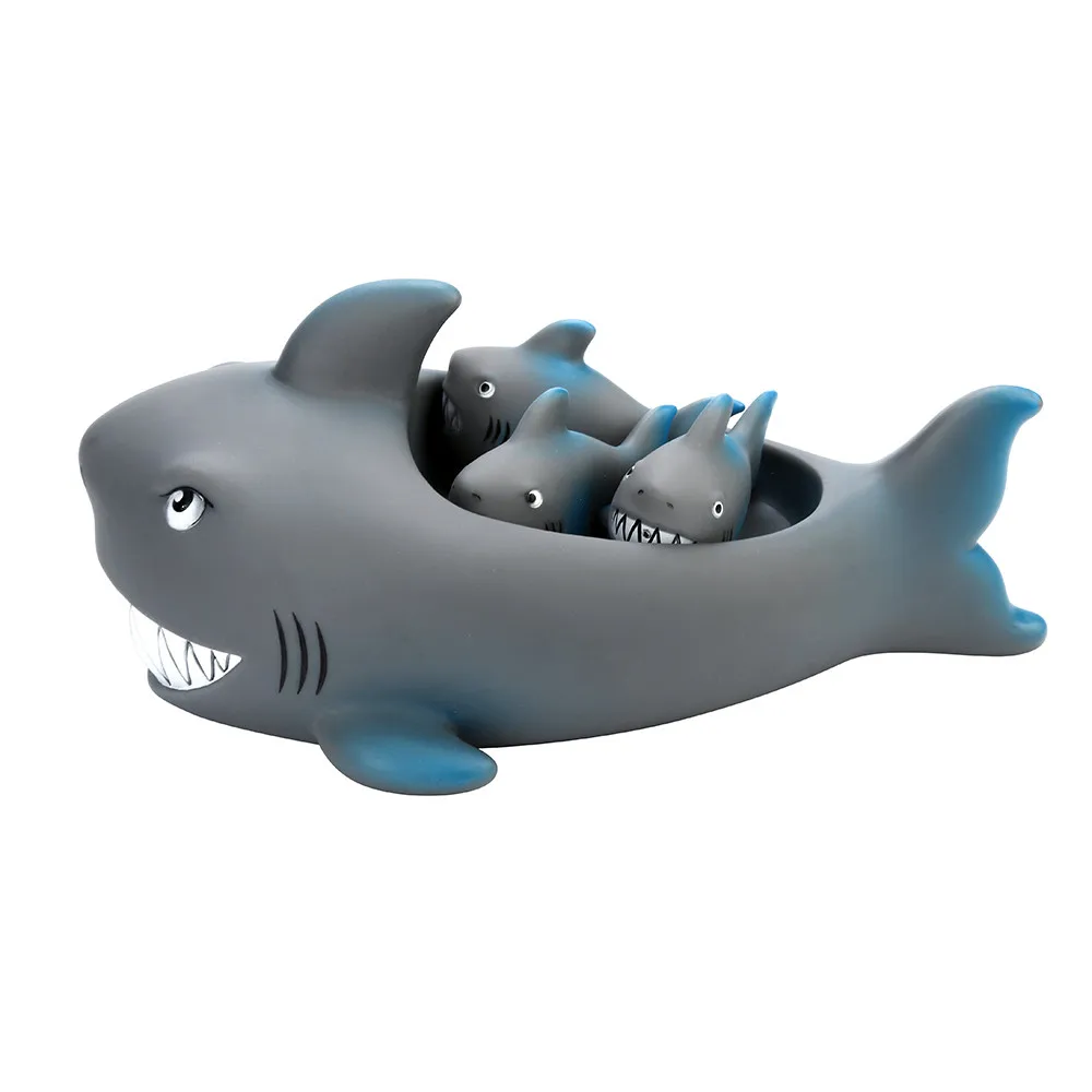 Shrilling Rubber Cute Shark Family Bathtub Pals Floating Bath Tub Toys Funny 