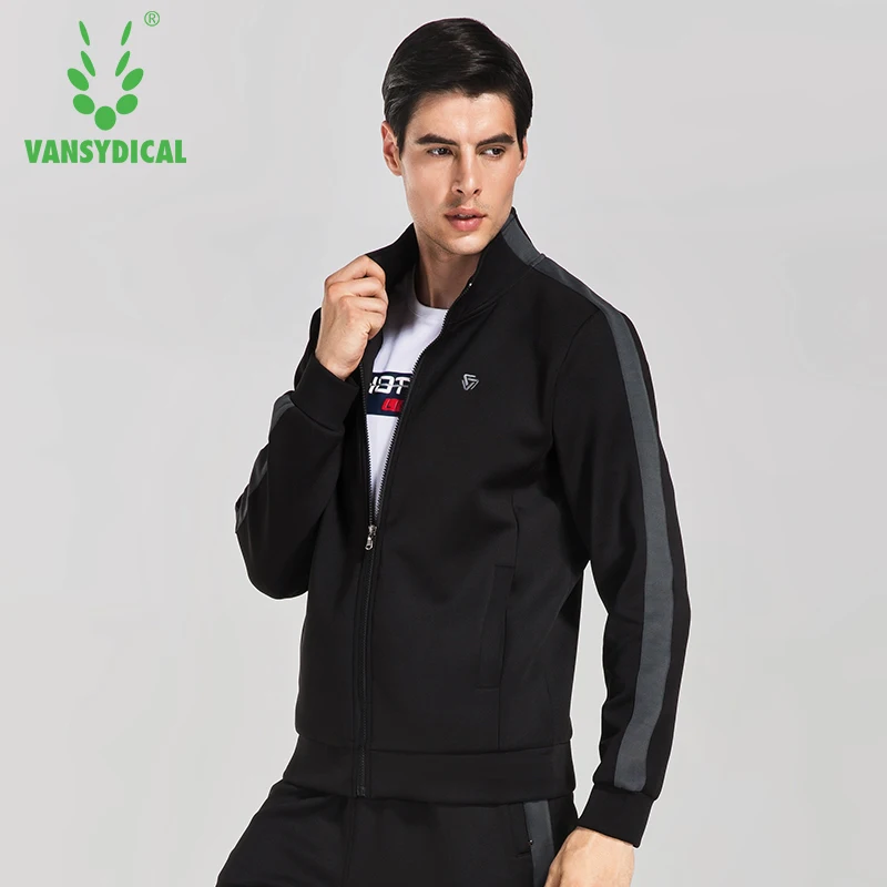 Vansydical Men's Zipper Running Fitness Jackets Breathable Training ...