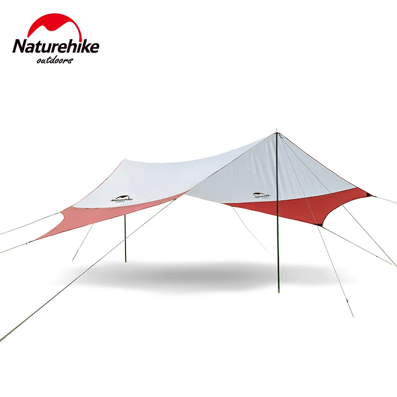 Naturehike Hexagonal Sun Shelter With Poles Waterproof Awning Canopy Beach Tent Beach Shade Tarp Pergola Camping Sunshade Gazebo