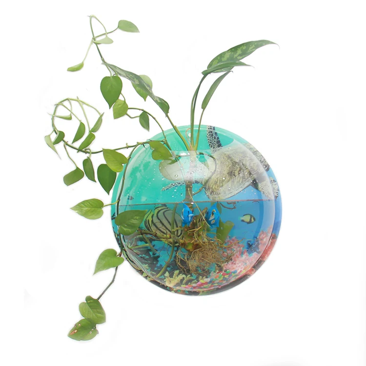 

Plant Colored background Wall Hanging Bubble Aquarium Bowl Fish Tank Home Decoration