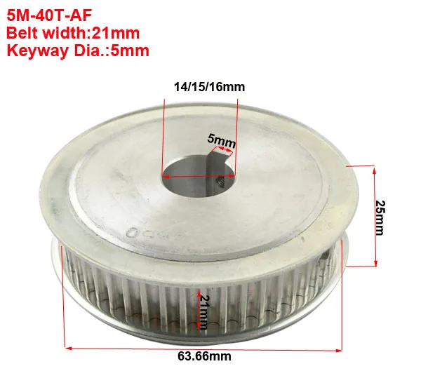 5M-40T 21Width  14 15 16 Bore 5mm Keyway