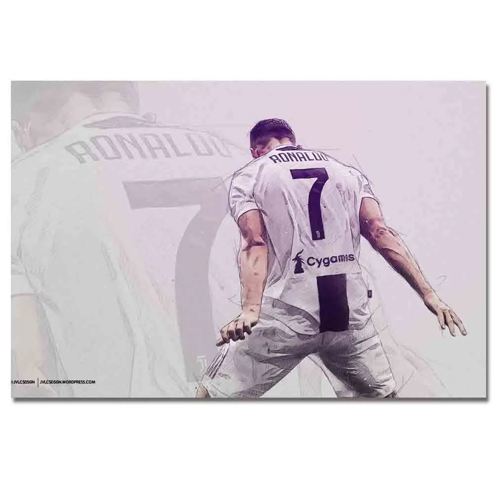 

TaaWaa CRISTIANO RONALDO Poster CR7 Footballer Soccer Silk Poster Prints 13x20 16x24 inch Wall Art For Living Room Decor