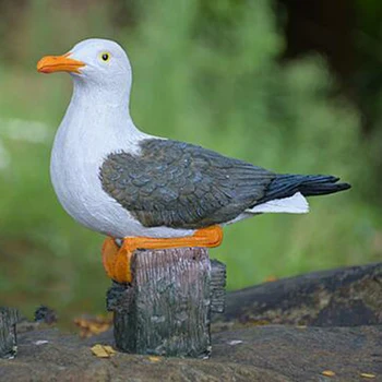 

Resin Craft Garden Ponds Landscape Decor Seagull Statue Figurines Miniatures Ornament Animals Sculpture