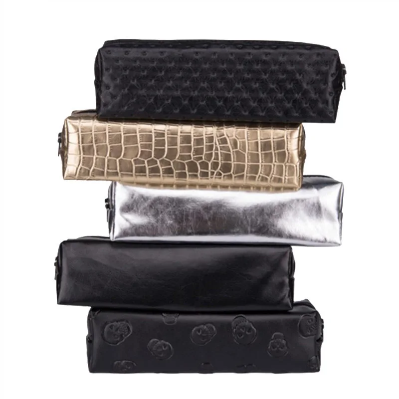 

Cosmetic Bag for Make Up 2018 European Women Makeup Bags PU Leather Mini Laser Waterproof Zipper Clutch Purse Student Pencil Bag