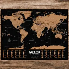 Царапинам Карта мира Плакат Deluxe дома Гостиная украшения живопись город путешествия с трубкой Наклейки на стены 40x55 см