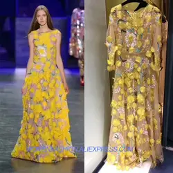 Супер трудоемких вышивка 3D цветок вечернее платье женские платья партии Удивительные платье макси Роскошные длинное платье