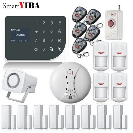 

SmartYIBA WIFI Gsm Alarm System Touch Keypad IOS Android APP 433MHz Home Burglar Alarm System Smoke Fire Sensor Russian Spanish