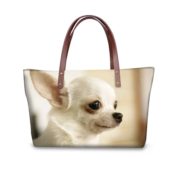 INSTANTARTS, модные женские большие сумки-тоут, 3D, животные, собаки, чихуахуа, с принтом, сумки для женщин, для покупок, брендовые, дизайнерские, пляжные сумки - Цвет: H8074AL
