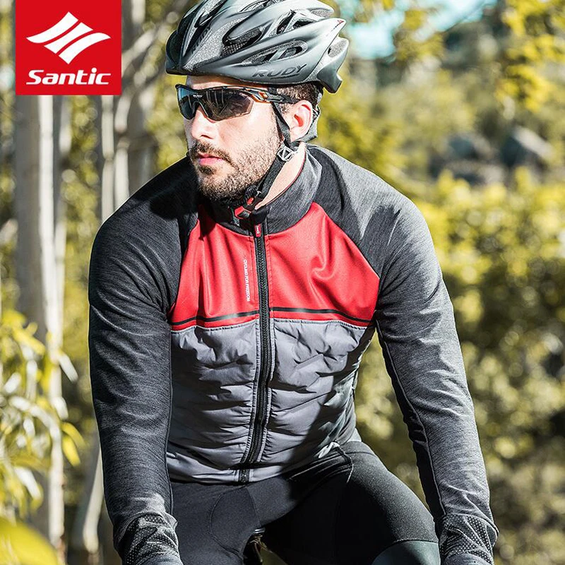 Santic осень зима термальный флис с длинным рукавом Велоспорт Джерси Спортивная одежда горный одежда для езды на велосипеде