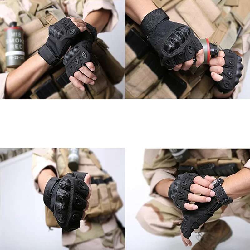 Уличные тактические перчатки, половина пальца, карбоновое волокно, черепаховая оболочка, противоскользящие Военные боевые велосипедный Пейнтбол, мотоцикл