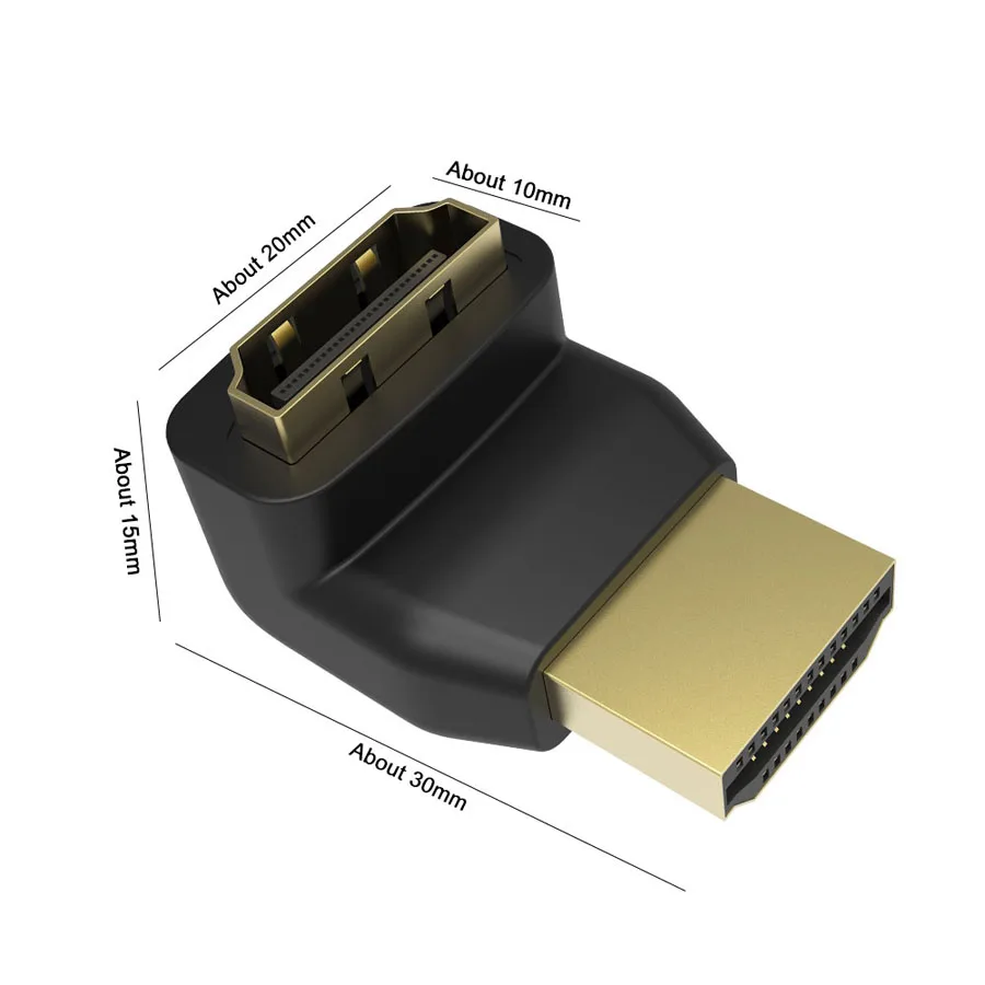 Robotsky HDMI Мужской к HDMI Женский Кабель адаптер Скрытый удлинитель 90 градусов под прямым углом для HD 1080P DHTV позолоченный штекер HDMI