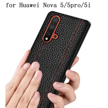 

Ultra-thin Back Case for Huawei Nova 5 Genuine Leather Cover Fashion Shell for Huawei Nova 5pro 5i with Screen Protector