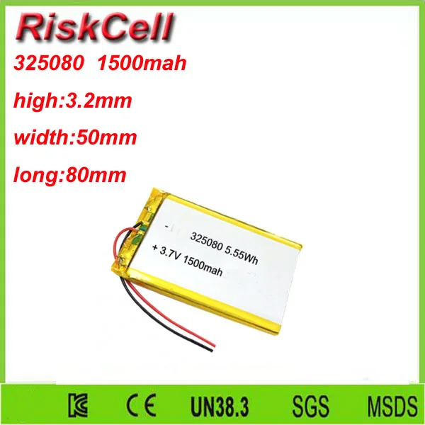 

Free shipping 3.7V 1500mah 325080 Lithium Polymer Li-Po Rechargeable Battery For Mp3 MP4 MP5 GPS PSP mobile Pocket PC e-books