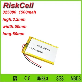 

Free shipping 3.7V 1500mah 325080 Lithium Polymer Li-Po Rechargeable Battery For Mp3 MP4 MP5 GPS PSP mobile Pocket PC e-books