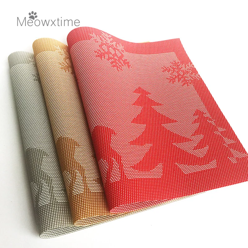

3 Color PVC Christmas Table Mat Table Placemat Kitchen Dinning Waterproof Table Cloth Pad Mat Free Shipping Table Decoration