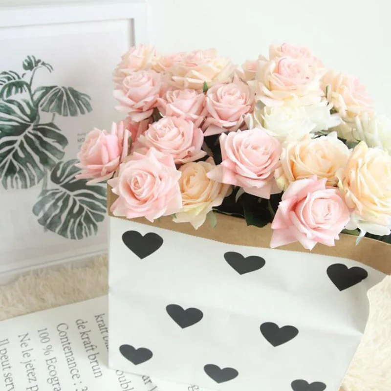 

High-end Simulation Rose ins Style Glue Cloth Artificial Flower Home Decoration wedding Bouquet Party Decoration Photo Props
