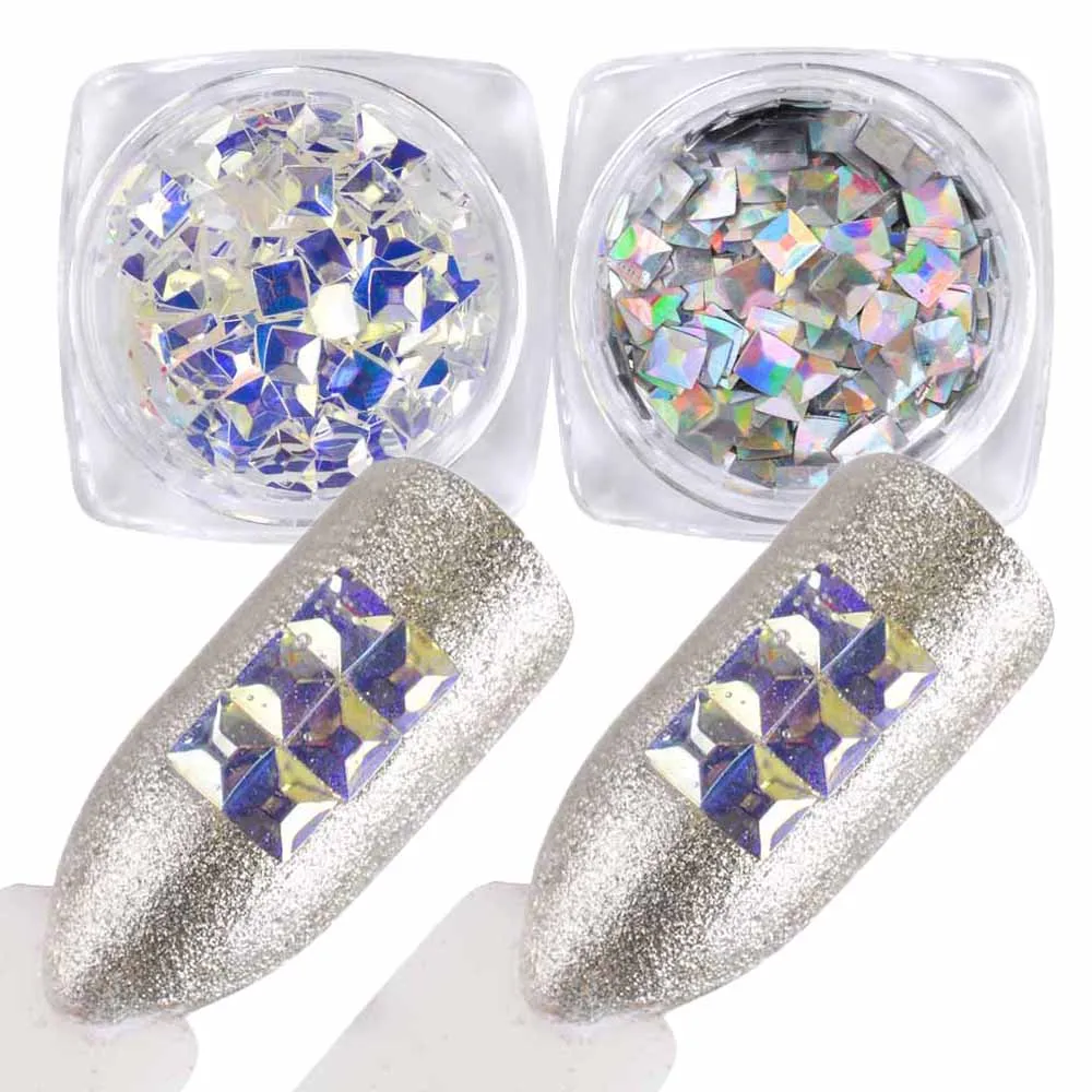 

1g Nail Art Sequins 3D Flakes Shinning Glitter Mixed Decorations Gel Polish Chrome Powder Pigment Transparent DIY Manicure BE191