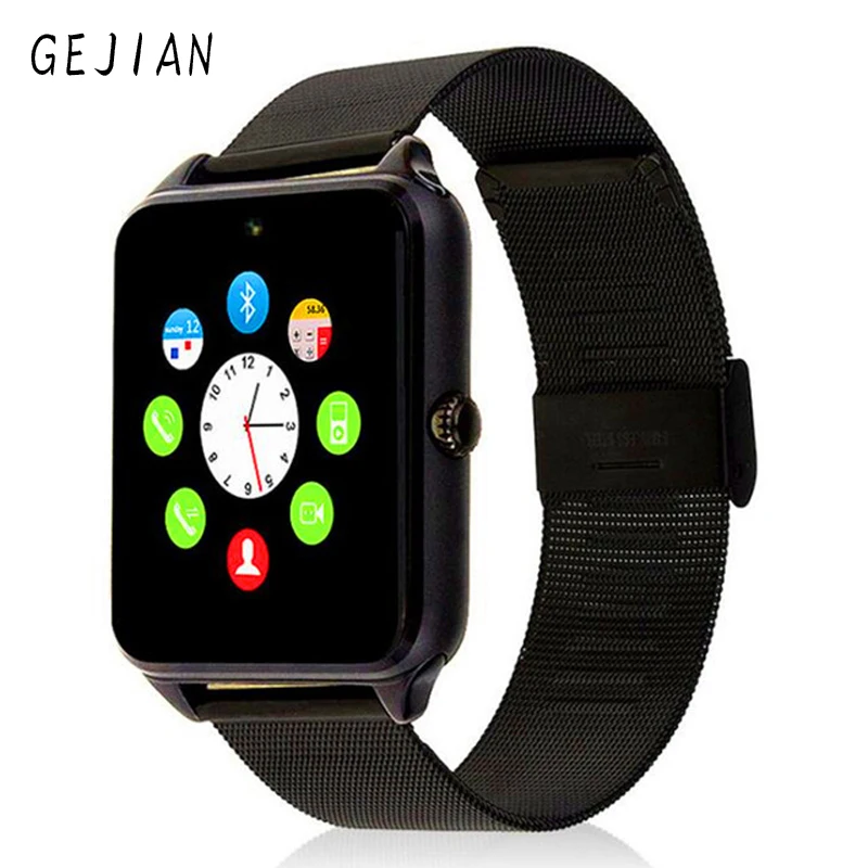 

GEJIAN ultra-thin smart watch men's women's metal strap Bluetooth smart watch support 2G SIM TF card multi-language for Android