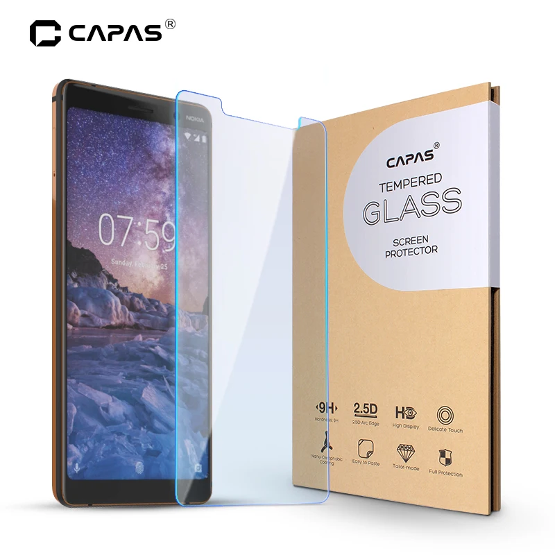 

For Nokia 7 plus Tempered Glass Screen Protector for Nokia 7+ Original CAPAS LCD Protective Film Screen Guard Shockproof 9H 2.5D