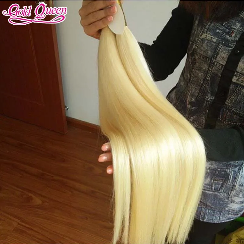 7A European Virgin Hair Weft Straight 2Pcs Lots Virgin Blonde Hair