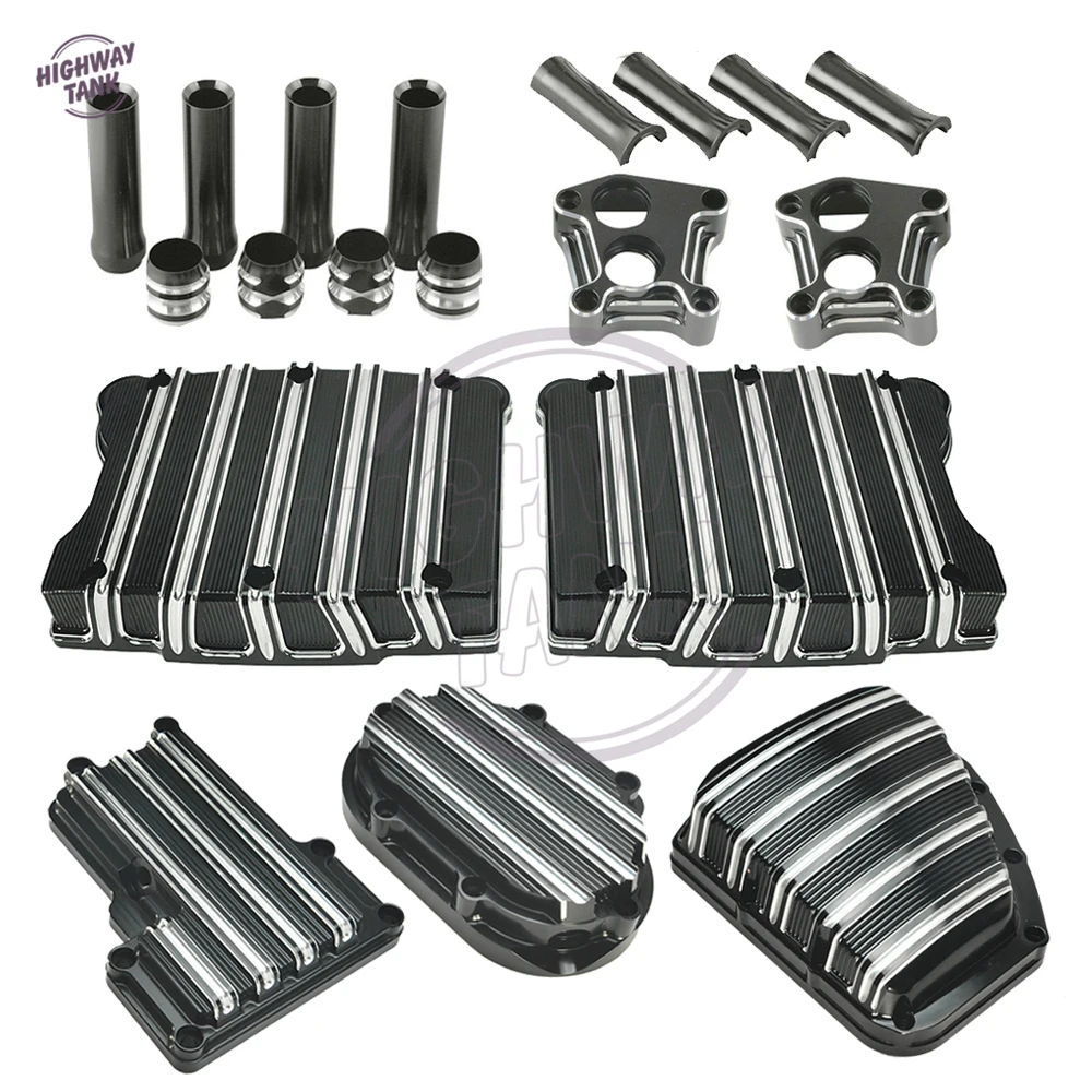  CNC Black Motorcycle Transmission Rocker Box Top Cam Side Cover Case for Harley Dyna Touring Softai