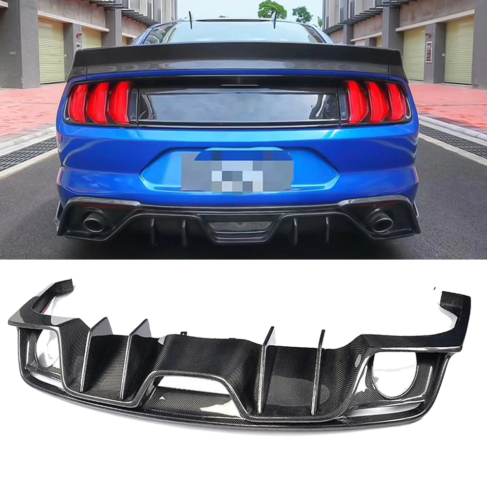 Carbon Fiber Black Rear Bumper Diffuser Lip Spoiler for Ford Mustang