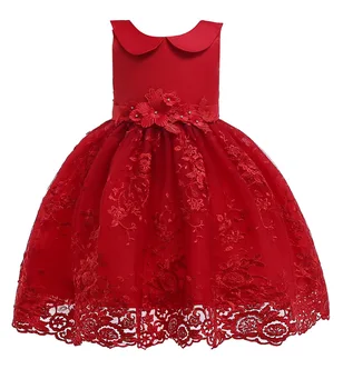 

Retail 5255 Embroidery Toddler Princess Costume Sleeveless Baby Girl Dress Wedding Party Kid Dresses For Girls baby girl clothes