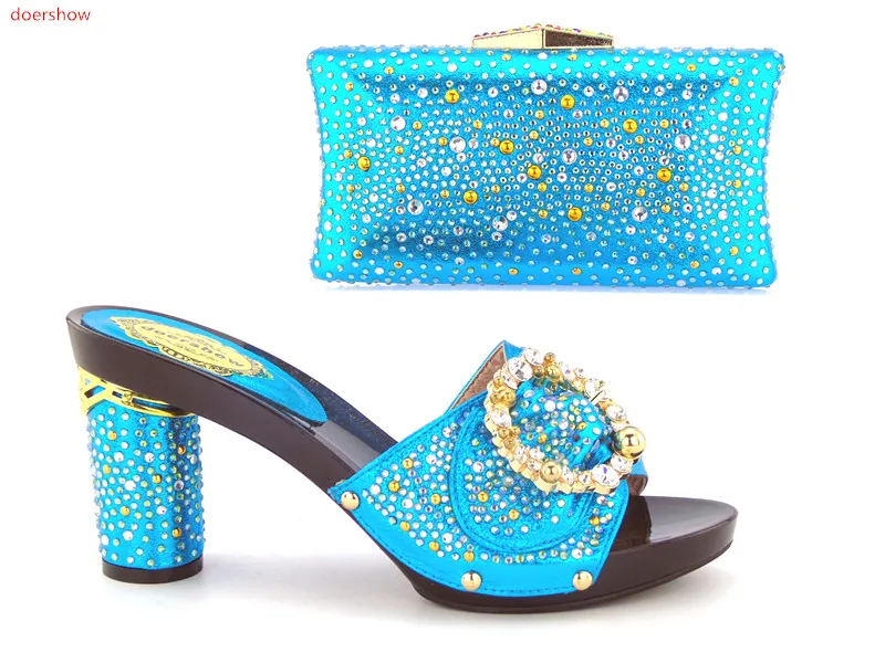 

doershow Italian Shoes With Matching Bags Nigeria Wedding Shoes And Bag To Match Stones African Shoe And Bag Set For PartyHBU1-2