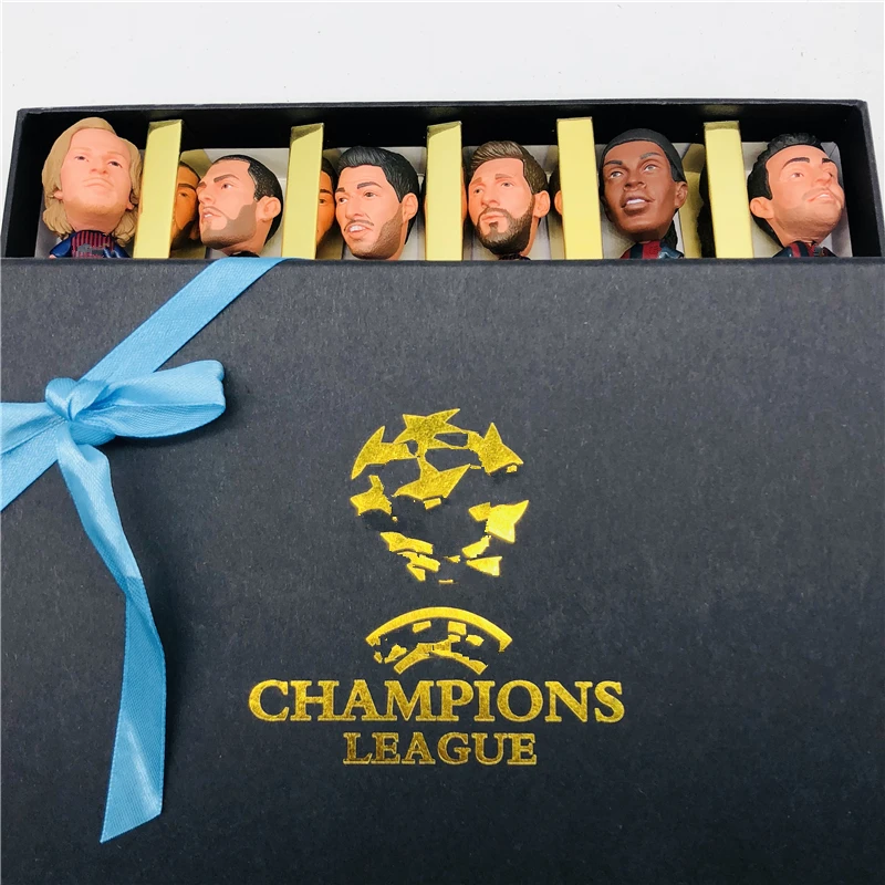 

11pcs Soccerwe Star Doll FB#C Messi Suarez Iniesta Vidal Rakitic Havi Figurine Red Kit Gift Box Mini Ball Trophy