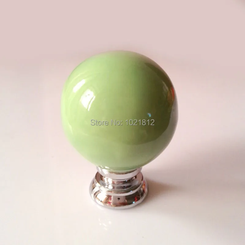 Green Solid Round Ceramic Knobs Cupboard Closet Dresser