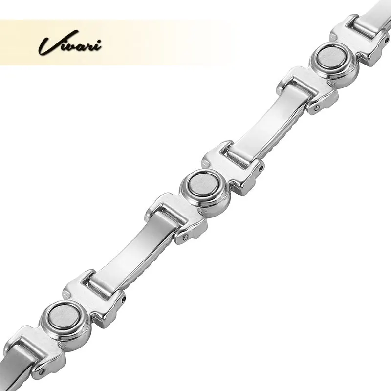 Vivari Ladies Silver Color Magnetic Beauty Bracelet For Women Clear Crystal 5pcs Magnets Chain Charm Bracelet Jewelry Wristband