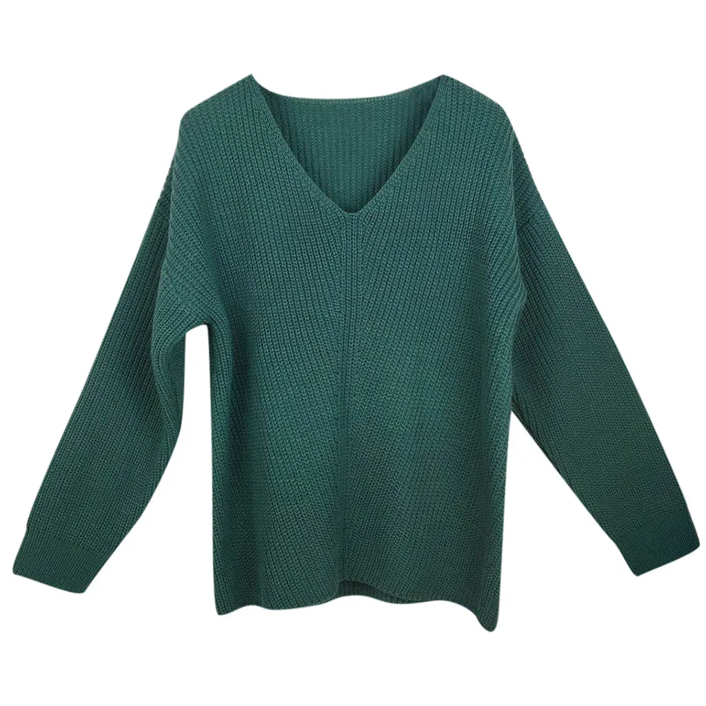 SAGACE размера плюс Повседневный тонкий вязаный свитер с v-образным вырезом Женский пуловер Топы Блуза высокого качества Женский пуловер свитер корейский стиль