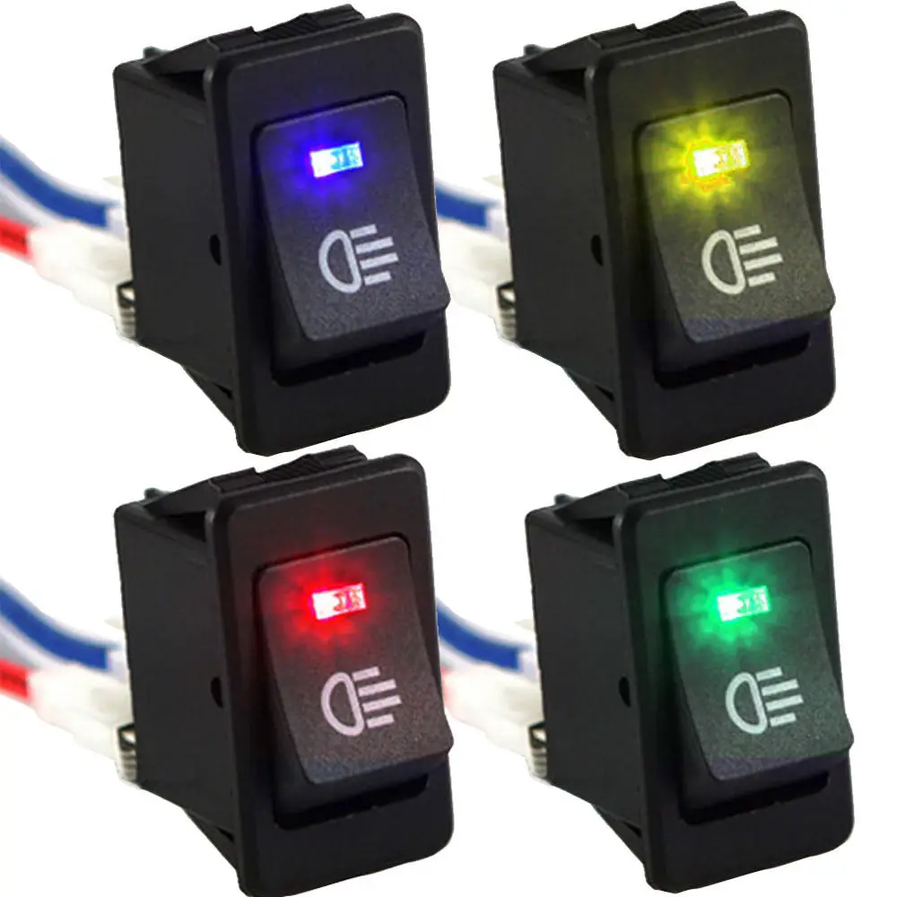 EE support 12Pcs 4 Colors 12V 35A Car Fog Light Rocker Switch 4Pins LED