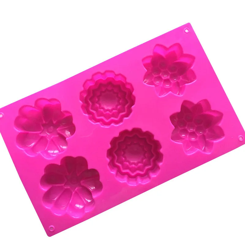 

High 6 Cavity Flower Shaped Silicone DIY Handmade Soap Mold Muffin Moon Cake Cup Cake UEJ