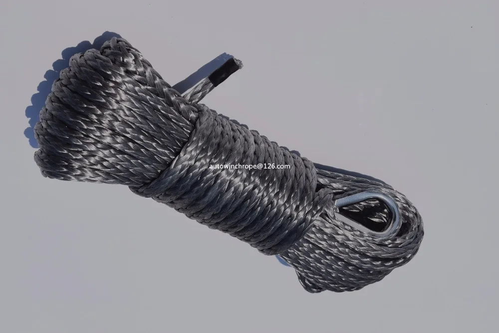 Grey 6mm*15m Atv Winch Line,off Road Rope,synthetic Winch Rope 6mm