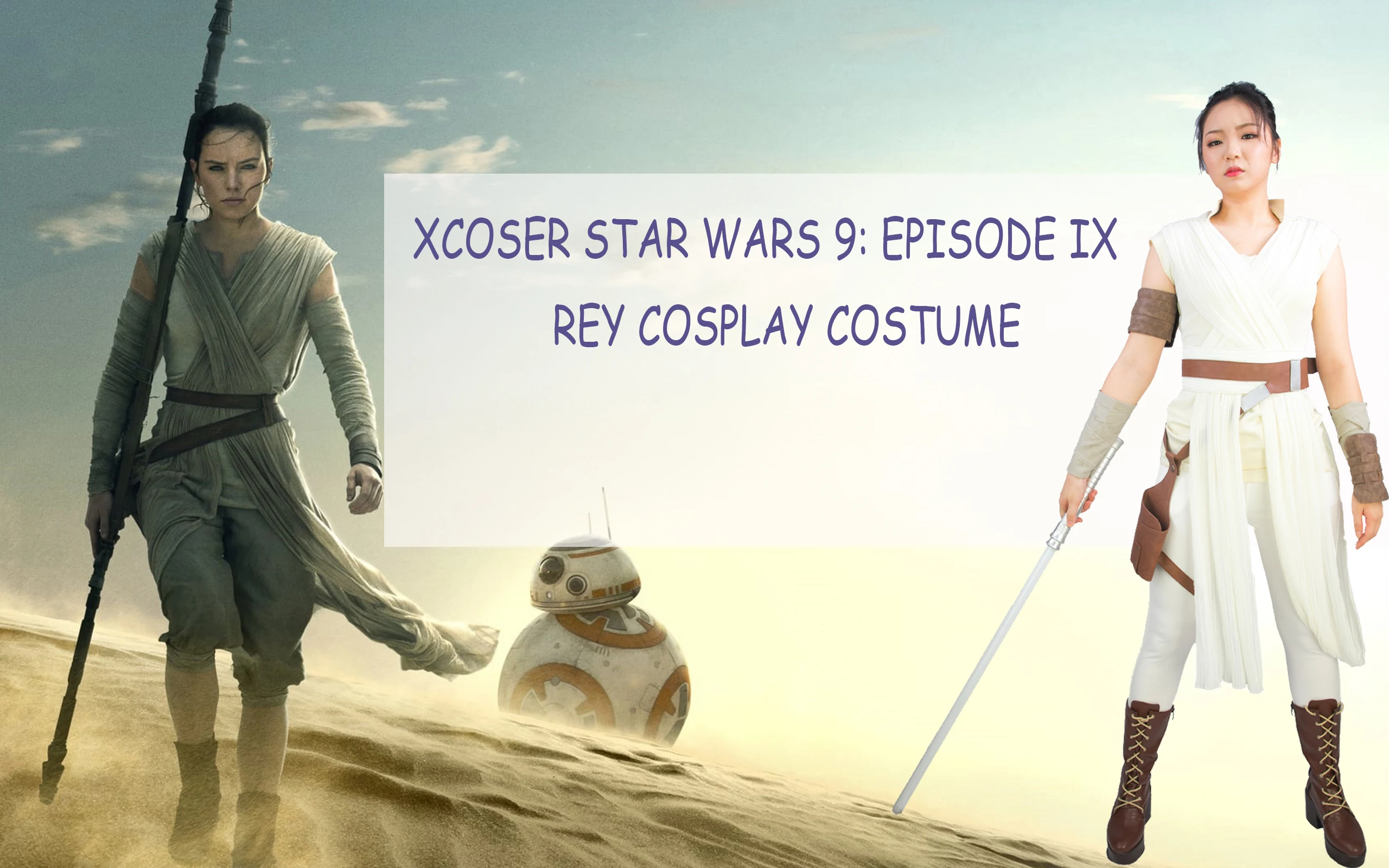 X-COSTUME Звездные войны: Episode IX Rey Косплей Костюм женский полиэстер подарок на Хэллоуин