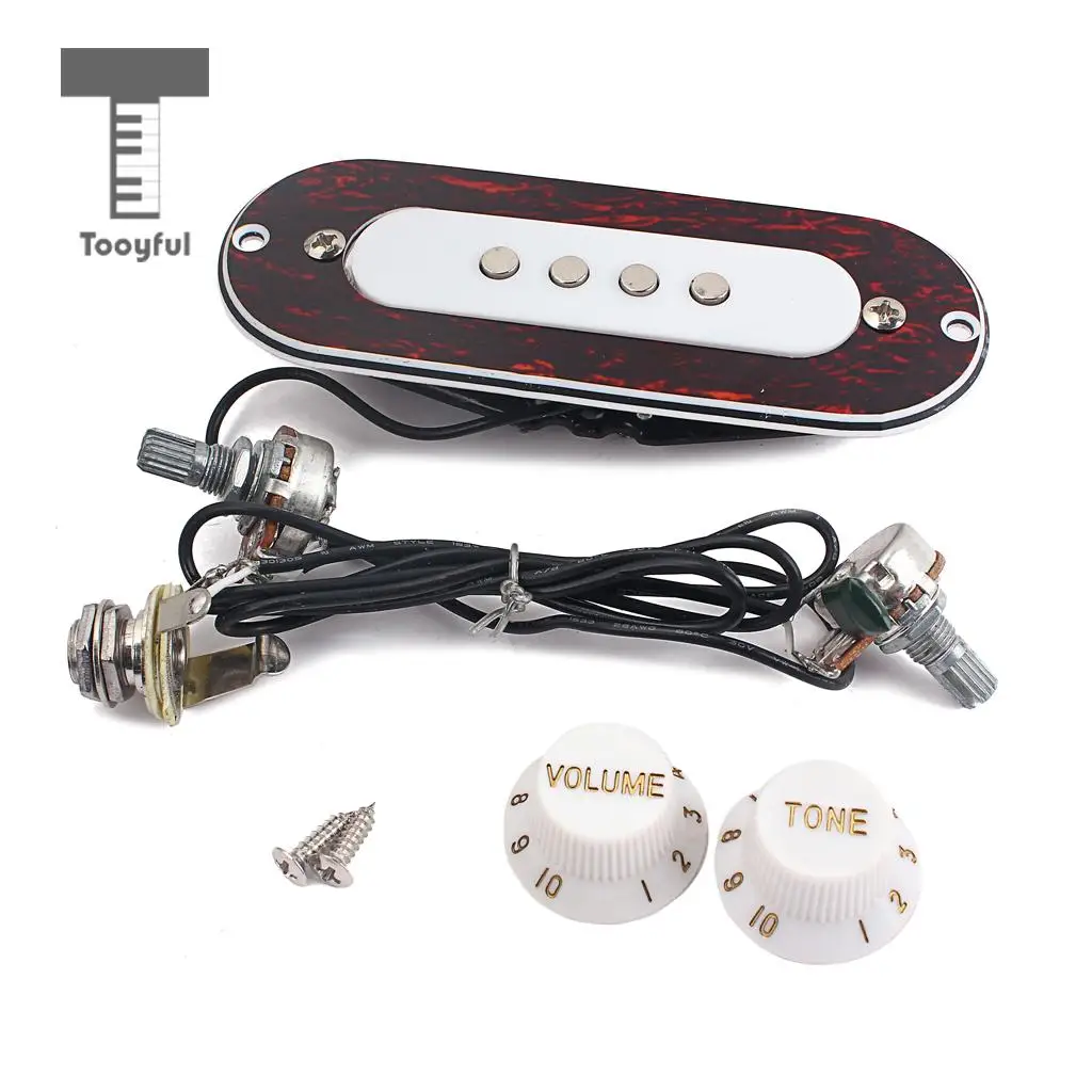 Tooyful 1 Set Prewired Guitar Sound Hole Pickup with Tone&Volume for 4 String Acoustic Cigar Box Guitar