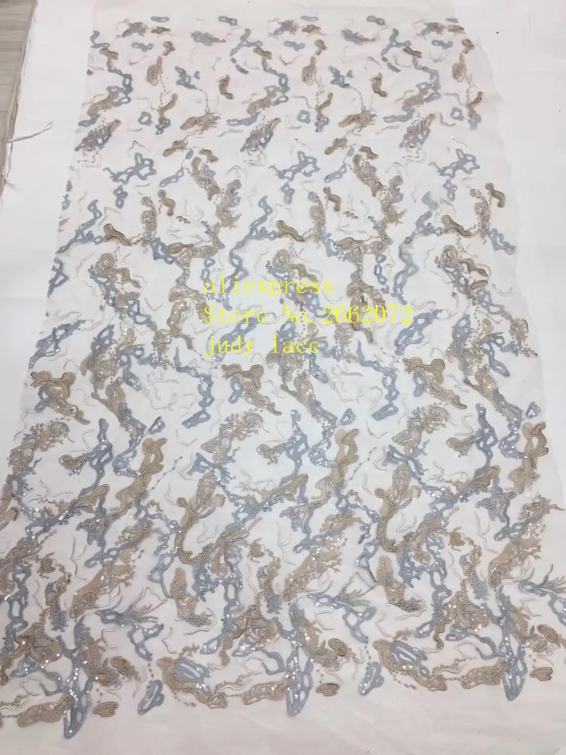 

5yards/bag 4 color embroidery sequin art irregular pattern lace fabric used for wedding dress fashion stage XX17#