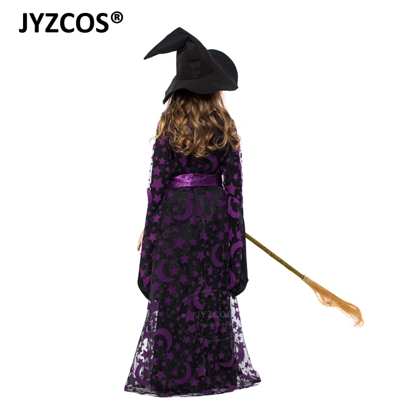 JYZCOS Kids Witch Costume Baby Girls Halloween Party Costumes Purple Witch Fancy Dress Carnival Cosplay Costume JYZCOS Kids Witch Costume Baby Girls Halloween Party Costumes Purple Witch Fancy Dress Carnival Cosplay Costume