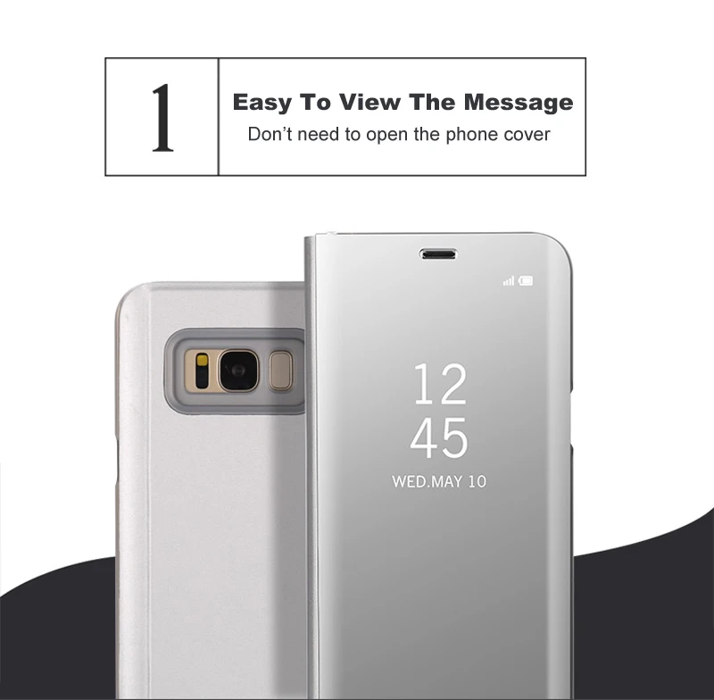  GXE for Samsung Galaxy S8 Plus Clear View Flip Case Electroplating Mirror Mobile Phone Stand Leathe