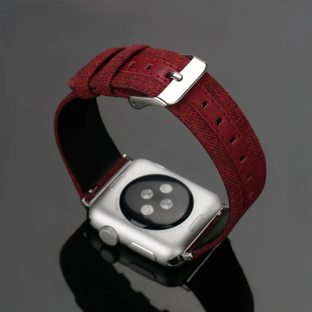 Кожаный ремешок для Apple watch 5 ремешок 40 мм 44 мм iWatch ремешок 38 мм 42 мм кожа+ холст ремешок для часов Браслет Apple watch 4 3 2 1 38 44