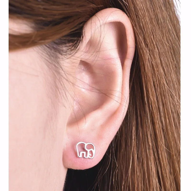 

E0112 New Fashion Gold-color Elephant Stud Earrings for Women Concise Lovely Design Animal Silver Plated Jewelry Hot Sale Gifts