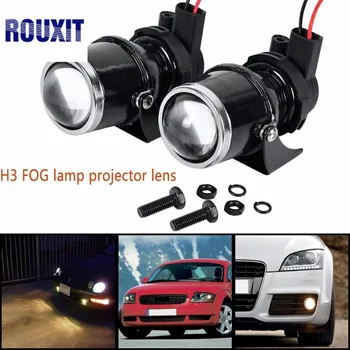 

2x 12V 55W Universal H3 Retrofit Projector Glass Lens Driving Fog Lamp Light Halogen Bulb Bracket Kit