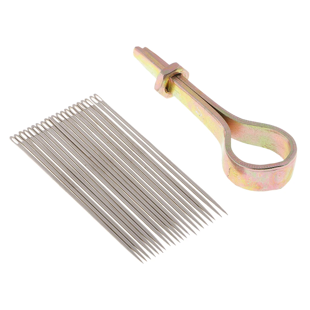 22 Needles with Metal Handle Sewing Awl Hand Stitcher Shoe Repairing Tools
