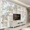 Custom 3D Wall Murals Wallpaper Wall Painting Stereoscopic Relief Jewelry Flowers 3D Living Room TV Backdrop Mural De Parede 3D ► Photo 2/6