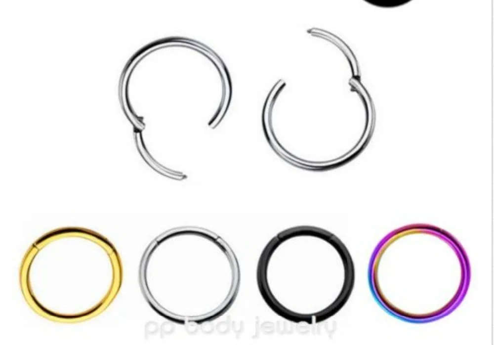 

50pcs/lot Free Shipping Titanium Seamless Hinged Segment Ring Clicker Cartilage Nose Hoop Septum
