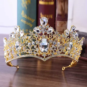 

Baroque Crystal Handmade Princess Bride Diadem Rhinestone Bridal Crowns and Tiaras Headdress Wedding Hair Accessories Jewelry JL