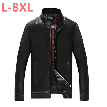 

10XL 8XL 6XL 5X Motorcycle Leather Jackets Men Solid Business Casual Coats Autumn Winter Leather Clothing Bomber Jacket for Male