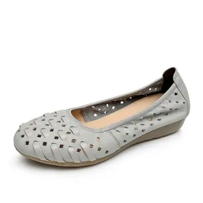 BEYARNE/обувь из натуральной кожи; женские лоферы; коллекция года; модная женская обувь; повседневная обувь на мягкой плоской подошве; женская обувь на плоской подошве - Цвет: Серый